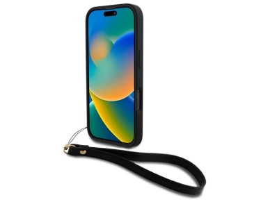 DKNY Wrist Strap Stock Logo iPhone 16 Pro Case - Black DKNY Wrist Strap Stock Logo iPhone 16 Pro Case - Black