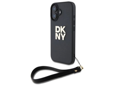 DKNY Wrist Strap Stock Logo iPhone 16 Case - Black DKNY Wrist Strap Stock Logo iPhone 16 Case - Black
