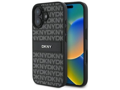 DKNY Texture Pattern Tonal Stripe iPhone 16 Case - Black DKNY Texture Pattern Tonal Stripe iPhone 16 Case - Black