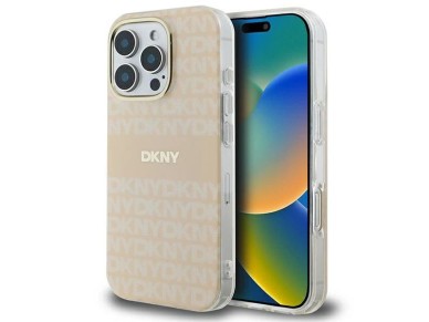 DKNY Repeat Texture Pattern & Stripe MagSafe iPhone 16 Pro Case - Pink DKNY Repeat Texture Pattern & Stripe MagSafe iPhone 16 Pro Case - Pink