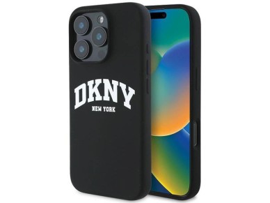 Capa DKNY de silicone branca com logotipo impresso e MagSafe para iPhone 16 Pro Max - Preta Capa DKNY de silicone branca com logotipo impresso e MagSafe para iPhone 16 Pro Max - Preta