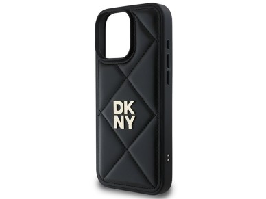 DKNY Quilted Stack Logo iPhone 16 Pro Case - Black