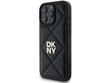 DKNY Quilted Stack Logo iPhone 16 Pro Case - Black