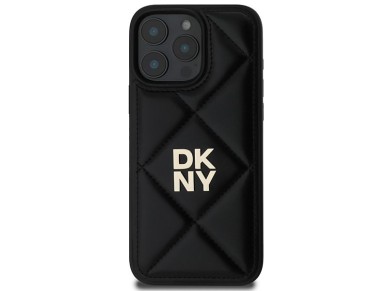 DKNY Quilted Stack Logo iPhone 16 Pro Case - Black