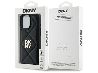 DKNY Quilted Stack Logo iPhone 16 Pro Case - Black