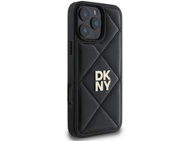 DKNY Quilted Stack Logo iPhone 16 Pro Case - Black