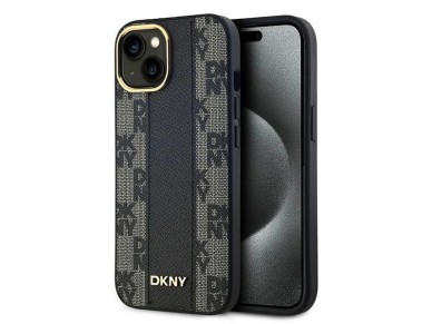DKNY Leather Checkered Mono Pattern MagSafe Case for iPhone 15 Plus / 14 Plus - Black DKNY Leather Checkered Mono Pattern MagSafe Case for iPhone 15 Plus / 14 Plus - Black