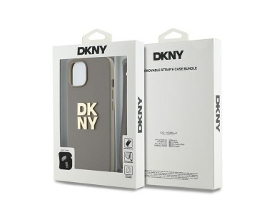 DKNY Wrist Strap Stock Logo case for iPhone 15 Plus - beige DKNY Wrist Strap Stock Logo case for iPhone 15 Plus - beige