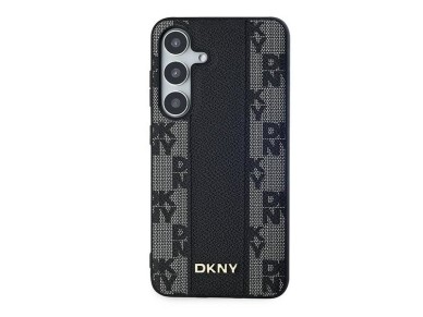 Capa DKNY MagSafe em couro com estampa xadrez monocromática para Samsung Galaxy S24+ - preta Capa DKNY MagSafe em couro com estampa xadrez monocromática para Samsung Galaxy S24+ - preta