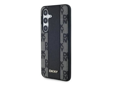 Capa DKNY MagSafe em couro com estampa xadrez monocromática para Samsung Galaxy S24+ - preta Capa DKNY MagSafe em couro com estampa xadrez monocromática para Samsung Galaxy S24+ - preta