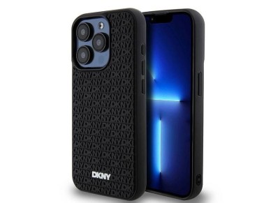 DKNY 3D Rubber Repeat Pattern case for iPhone 15 Pro Max - black