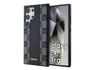 DKNY Leather Checkered Mono Pattern MagSafe Case for Samsung Galaxy S24 Ultra - Black DKNY Leather Checkered Mono Pattern MagSafe Case for Samsung Galaxy S24 Ultra - Black