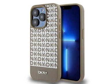 DKNY Leather Printed Pattern Metal Logo MagSafe Case for iPhone 15 Pro Max - Brown DKNY Leather Printed Pattern Metal Logo MagSafe Case for iPhone 15 Pro Max - Brown