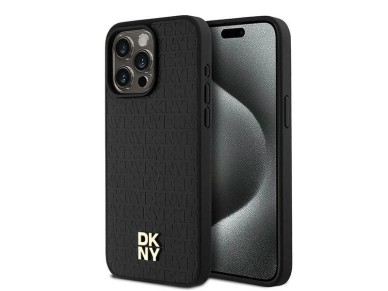 DKNY Leather Monogram Pattern Metal Logo MagSafe Case for iPhone 15 Pro Max - Black DKNY Leather Monogram Pattern Metal Logo MagSafe Case for iPhone 15 Pro Max - Black