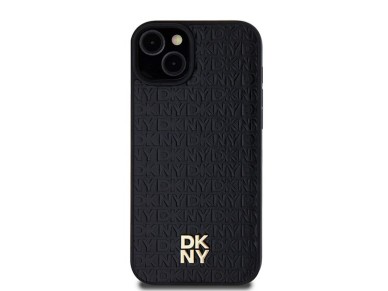 DKNY Leather Monogram Pattern Metal Logo MagSafe Case for iPhone 15 Plus / 14 Plus - Black DKNY Leather Monogram Pattern Metal Logo MagSafe Case for iPhone 15 Plus / 14 Plus - Black