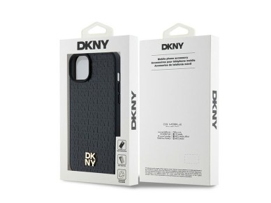 DKNY Leather Monogram Pattern Metal Logo MagSafe Case for iPhone 15 Plus / 14 Plus - Black DKNY Leather Monogram Pattern Metal Logo MagSafe Case for iPhone 15 Plus / 14 Plus - Black