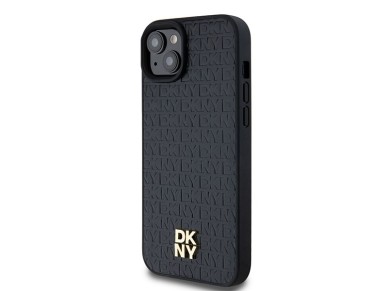 DKNY Leather Monogram Pattern Metal Logo MagSafe Case for iPhone 15 Plus / 14 Plus - Black DKNY Leather Monogram Pattern Metal Logo MagSafe Case for iPhone 15 Plus / 14 Plus - Black