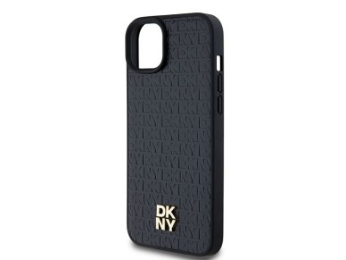 DKNY Leather Monogram Pattern Metal Logo MagSafe Case for iPhone 15 Plus / 14 Plus - Black DKNY Leather Monogram Pattern Metal Logo MagSafe Case for iPhone 15 Plus / 14 Plus - Black