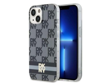 DKNY IML Checkered Mono Pattern & Printed Stripes MagSafe Case for iPhone 15 Plus / 14 Plus - Black