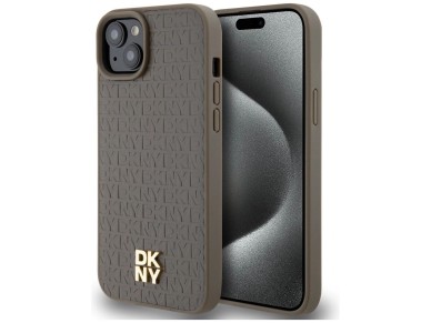 DKNY Leather Pattern Metal Logo MagSafe Case for iPhone 15 Plus / 14 Plus - Brown DKNY Leather Pattern Metal Logo MagSafe Case for iPhone 15 Plus / 14 Plus - Brown