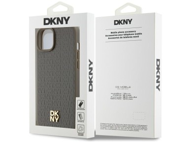 DKNY Leather Pattern Metal Logo MagSafe Case for iPhone 15 Plus / 14 Plus - Brown DKNY Leather Pattern Metal Logo MagSafe Case for iPhone 15 Plus / 14 Plus - Brown