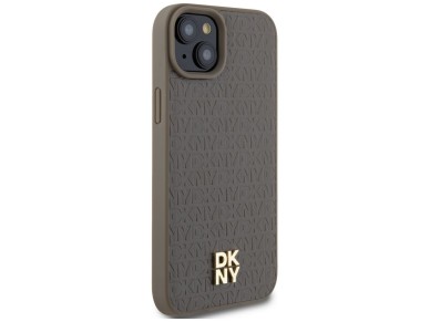 DKNY Leather Pattern Metal Logo MagSafe Case for iPhone 15 Plus / 14 Plus - Brown DKNY Leather Pattern Metal Logo MagSafe Case for iPhone 15 Plus / 14 Plus - Brown