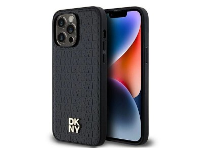 Funda DKNY MagSafe con estampado de cuero y logo metálico para iPhone 13 Pro Max - negra Funda DKNY MagSafe con estampado de cuero y logo metálico para iPhone 13 Pro Max - negra