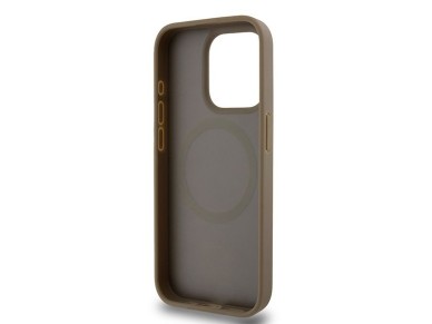 DKNY Leather Pattern Metal Logo MagSafe case for iPhone 14 Pro - brown DKNY Leather Pattern Metal Logo MagSafe case for iPhone 14 Pro - brown
