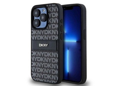 DKNY Leather Mono Stripe & Metal Logo case for iPhone 15 Pro Max - black DKNY Leather Mono Stripe & Metal Logo case for iPhone 15 Pro Max - black
