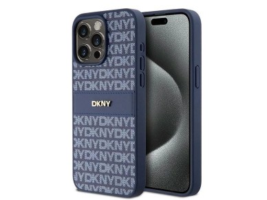 DKNY Leather Mono Stripe & Metal Logo case for iPhone 15 Pro Max - blue DKNY Leather Mono Stripe & Metal Logo case for iPhone 15 Pro Max - blue