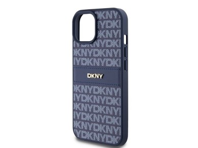 DKNY Leather Mono Stripe & Metal Logo case for iPhone 15 / 14 / 13 - blue DKNY Leather Mono Stripe & Metal Logo case for iPhone 15 / 14 / 13 - blue