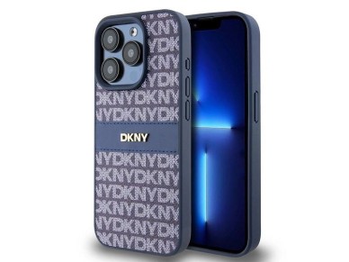 DKNY Leather Mono Stripe & Metal Logo case for iPhone 15 Pro - blue DKNY Leather Mono Stripe & Metal Logo case for iPhone 15 Pro - blue