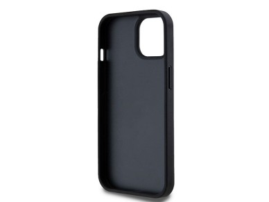 Capa DKNY em couro com estampa xadrez monocrom�tica e listras para iPhone 15/14/13 - Preta