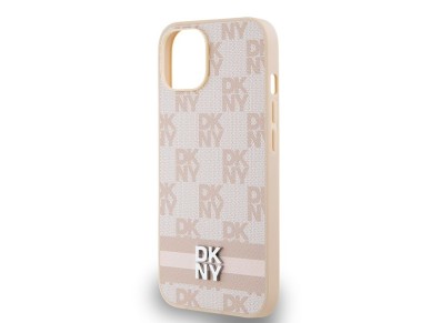 DKNY Leather Checkered Mono Pattern & Printed Stripes Case for iPhone 15 Plus / 14 Plus - Pink DKNY Leather Checkered Mono Pattern & Printed Stripes Case for iPhone 15 Plus / 14 Plus - Pink