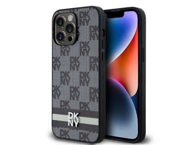 Funda de piel DKNY con estampado a cuadros monocromático y rayas estampadas para iPhone 14 Pro Max - Funda de piel DKNY con estampado a cuadros monocromático y rayas estampadas para iPhone 14 Pro Max -