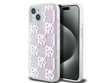 DKNY Liquid Glitter Multilogo case for iPhone 15 / 14 / 13 - pink