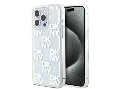 Funda DKNY Liquid Glitter Multilogo para iPhone 15 Pro Max - blanca Funda DKNY Liquid Glitter Multilogo para iPhone 15 Pro Max - blanca
