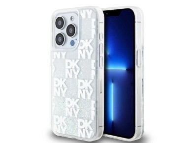 DKNY Liquid Glitter Multilogo case for iPhone 15 Pro - white DKNY Liquid Glitter Multilogo case for iPhone 15 Pro - white