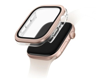 Uniq Voute Tempered Glass Case for Apple Watch 10 46mm - Rose Gold