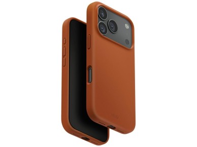 Capa com carregamento Magclick Uniq Lino para iPhone 17 Pro - Laranja Capa com carregamento Magclick Uniq Lino para iPhone 17 Pro - Laranja