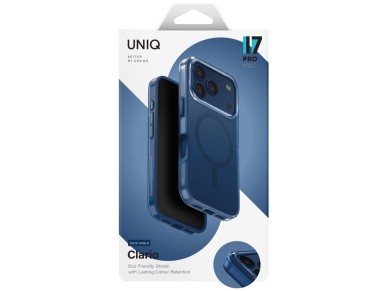 Capa de carregamento Uniq Clario Magclick para iPhone 17 Pro - Azul Capa de carregamento Uniq Clario Magclick para iPhone 17 Pro - Azul