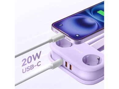 Regleta de alimentación Orico AP3 de 20 W GaN 5 en 1: 2 puertos CA + 2 puertos USB-A + 1 puerto USB- Regleta de alimentación Orico AP3 de 20 W GaN 5 en 1: 2 puertos CA + 2 puertos USB-A + 1 puerto USB-
