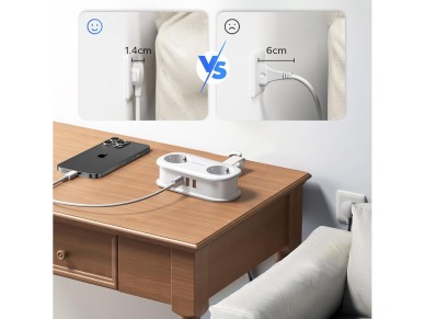 Orico APP 15.5W 5in1 Power Strip 2x AC + 2x USB-A + 1x USB-C - White Orico APP 15.5W 5in1 Power Strip 2x AC + 2x USB-A + 1x USB-C - White