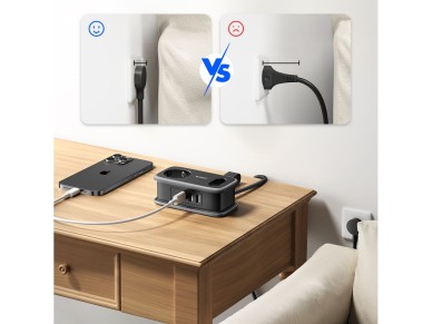 Orico AP3 65W GaN 6in1 Power Strip 2x AC + 2x USB-A + 2x USB-C - Black Orico AP3 65W GaN 6in1 Power Strip 2x AC + 2x USB-A + 2x USB-C - Black