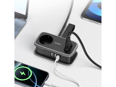 Orico AP3 65W GaN 6in1 Power Strip 2x AC + 2x USB-A + 2x USB-C - Black Orico AP3 65W GaN 6in1 Power Strip 2x AC + 2x USB-A + 2x USB-C - Black
