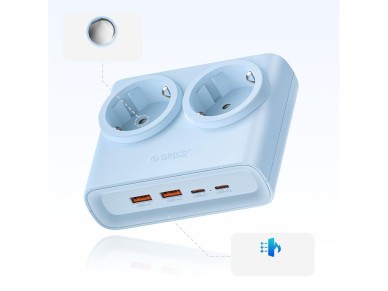Orico PDC25 25W 6in1 Power Strip 2x AC + 2x USB-A + 2x USB-C - Blue Orico PDC25 25W 6in1 Power Strip 2x AC + 2x USB-A + 2x USB-C - Blue