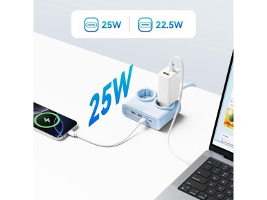 Orico PDC25 25W 6in1 Power Strip 2x AC + 2x USB-A + 2x USB-C - Blue Orico PDC25 25W 6in1 Power Strip 2x AC + 2x USB-A + 2x USB-C - Blue