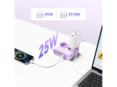 Orico PDC25 25W 6in1 Power Strip 2x AC + 2x USB-A + 2x USB-C - Purple Orico PDC25 25W 6in1 Power Strip 2x AC + 2x USB-A + 2x USB-C - Purple