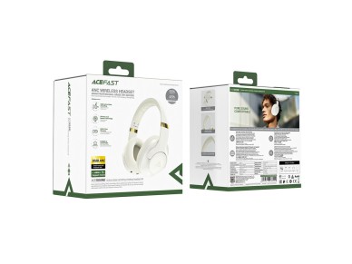 Fones de ouvido supra-auriculares Acefast H4 ANC sem fio Bluetooth 5.3 IPX4 - Bege
