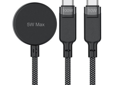 Acefast C6-11 USB-C 3in1 Cable - 2x USB-C / Qi 480Mb/s 100W 1.2m - black Acefast C6-11 USB-C 3in1 Cable - 2x USB-C / Qi 480Mb/s 100W 1.2m - black